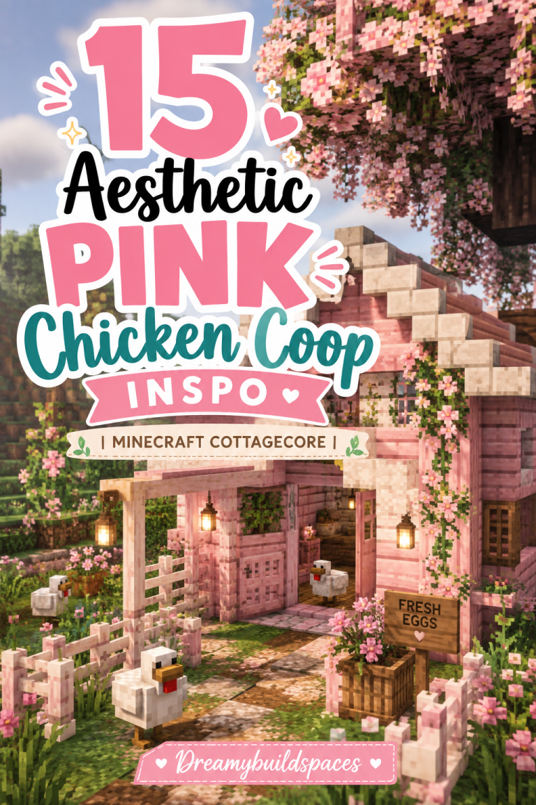 15 Aesthetic Pink Chicken Coop Inspo | Minecraft Cottagecore